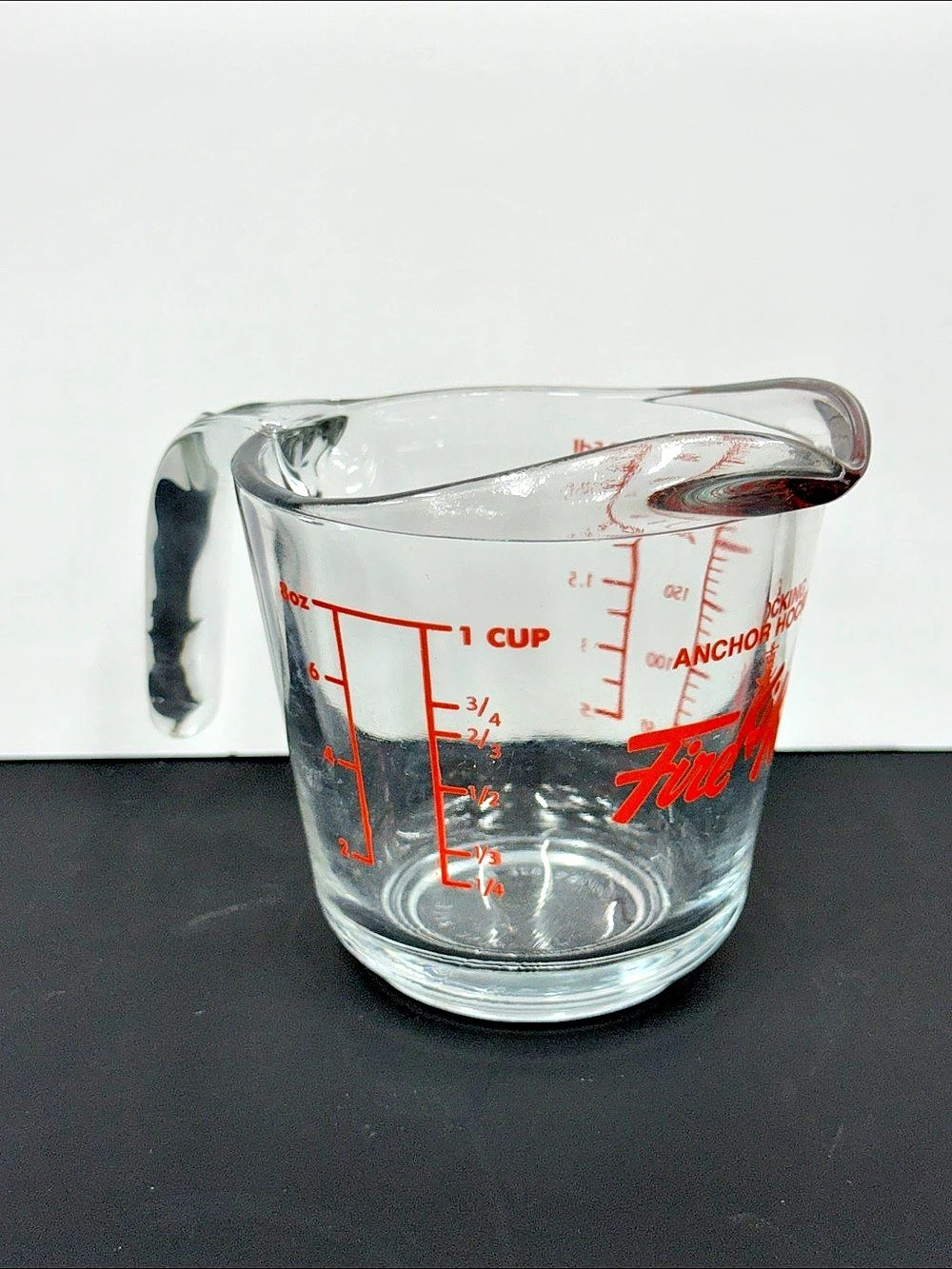 Vintage Anchor Hocking Fire-King 1 Cup 8 oz Glass Measuring Cup Red Logo USA